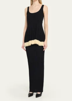 ASHLYNKishi Sleeveless Pleated Knit Layered Dress