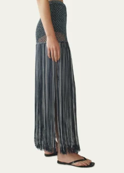 AtterseePalomar Crochet Fringe-Trim Maxi Skirt