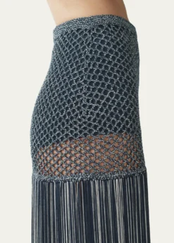 AtterseePalomar Crochet Fringe-Trim Maxi Skirt