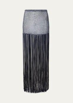 AtterseePalomar Crochet Fringe-Trim Maxi Skirt