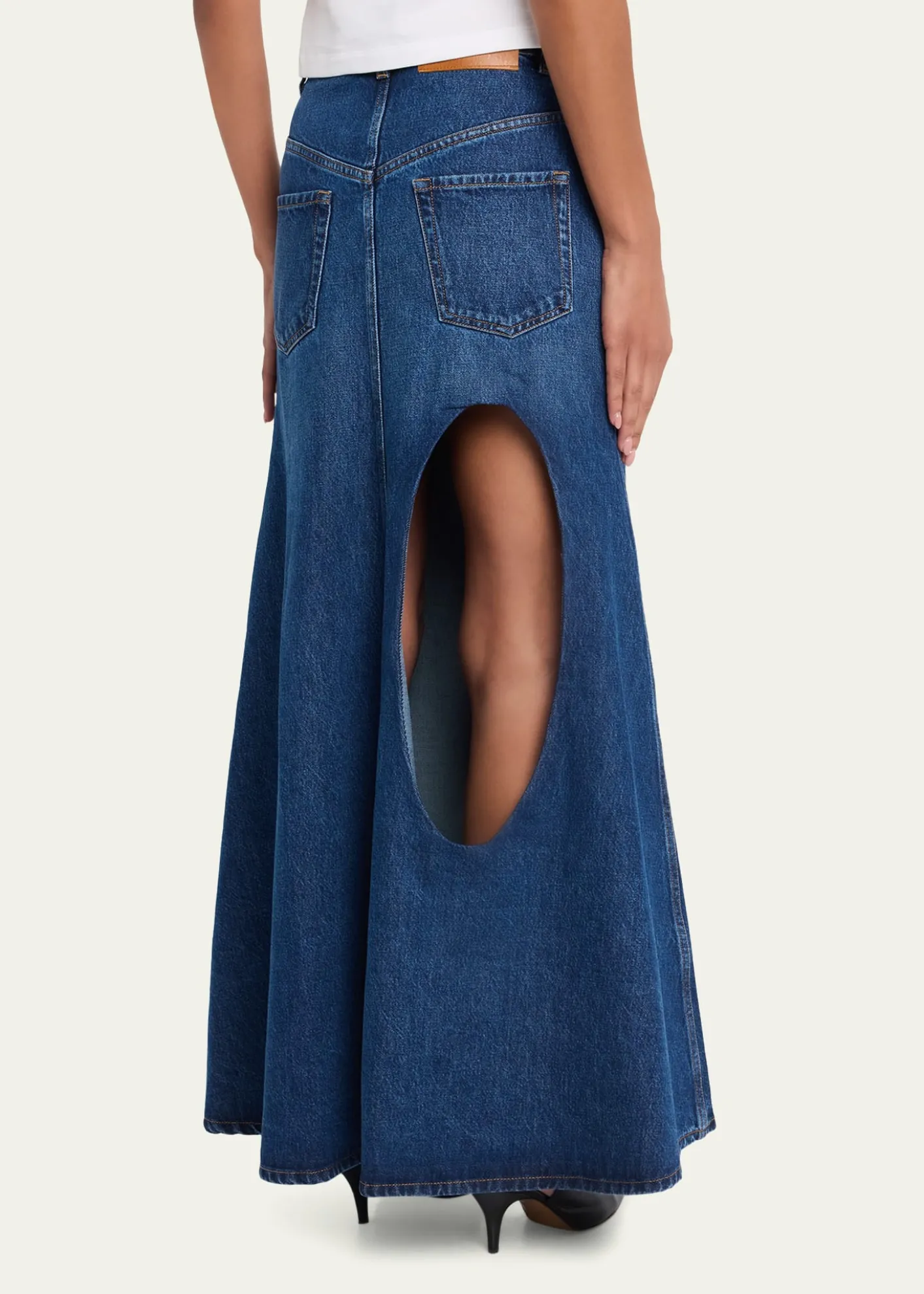 A.W.A.K.E. MODECut-Out Denim Maxi Skirt