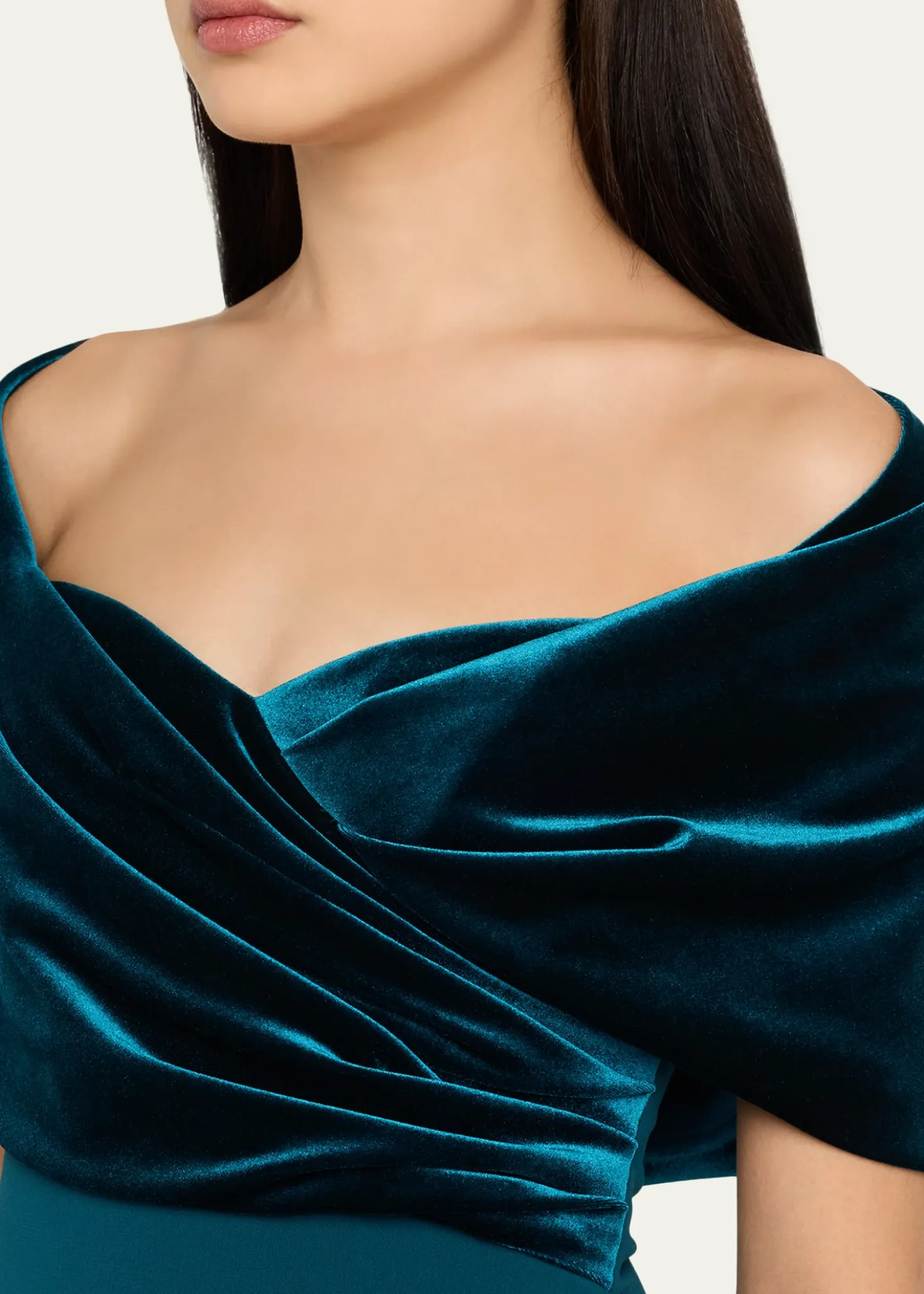 Badgley MischkaA-Line Sweetheart Gown with Velvet Cape