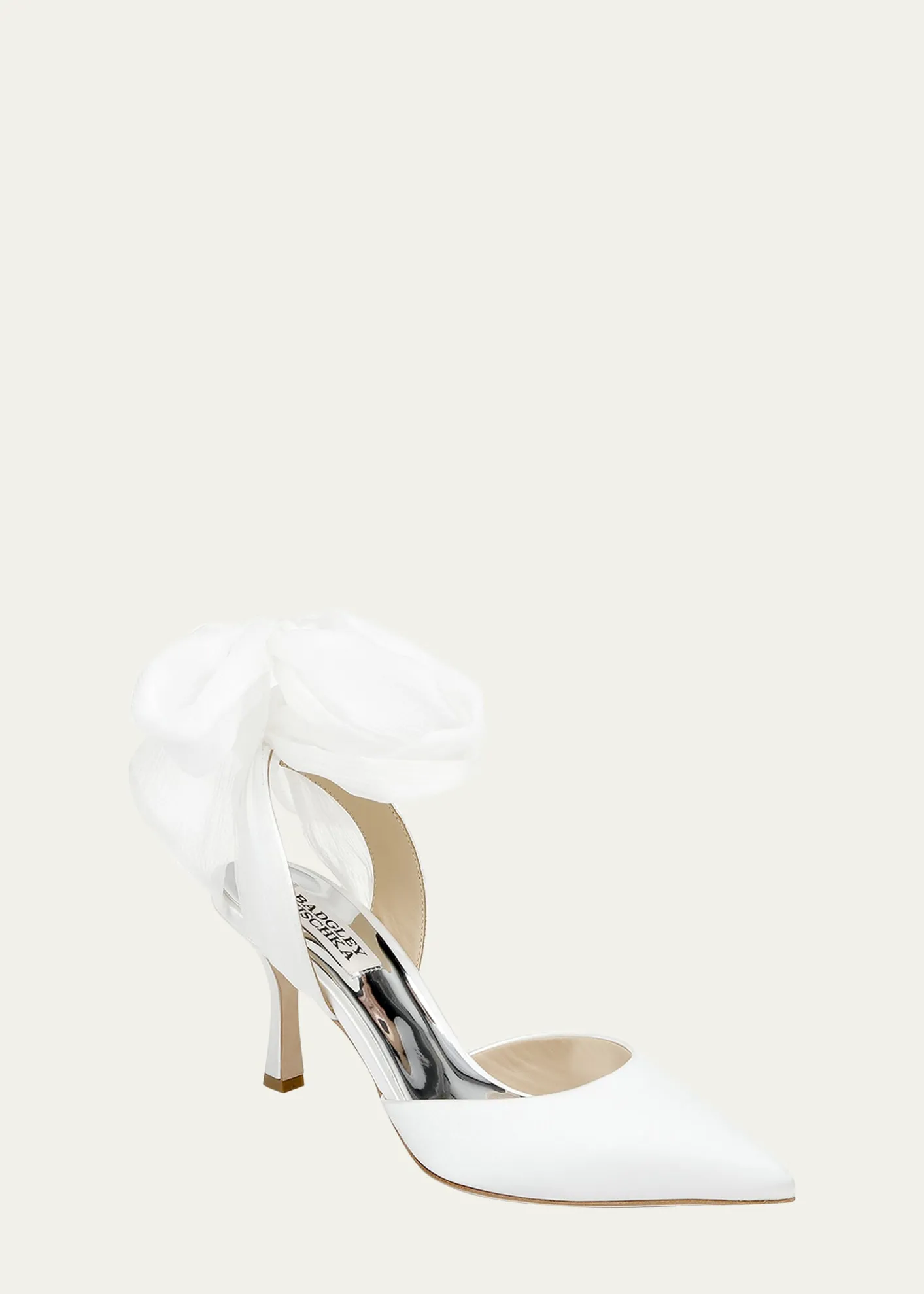 Badgley MischkaBlaze Satin Ankle-Wrap Halter Pumps