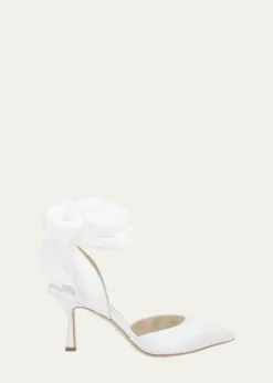 Badgley MischkaBlaze Satin Ankle-Wrap Halter Pumps