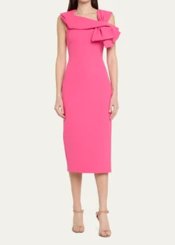 Badgley MischkaBow-Front Midi Sheath Dress