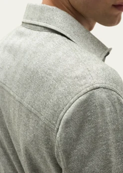 BaldassariMen's Linen, Silk and Cotton Herringbone Overshirt