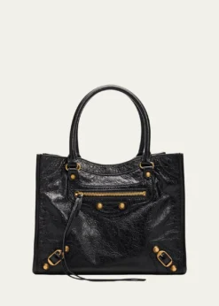 BalenciagaArena Crinkled Leather Top-Handle Bag