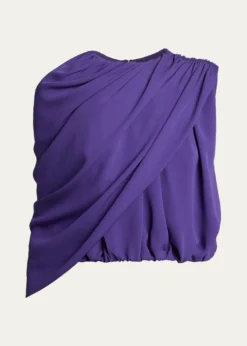 BalenciagaAsymmetric Draped Silk Cady Crop Top