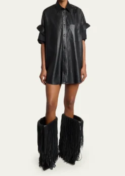 BalenciagaAvenue Fringe Leather Booties