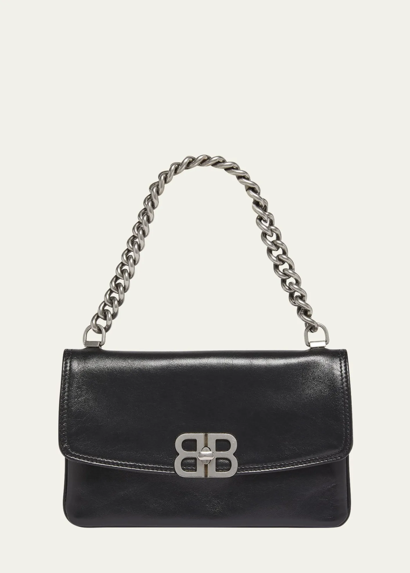 BalenciagaBB Soft Leather Phone Wallet on Chain