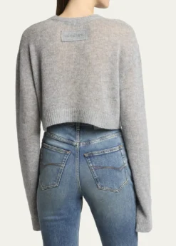 BalenciagaCashmere Open-Knit Crop Sweater