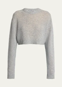 BalenciagaCashmere Open-Knit Crop Sweater