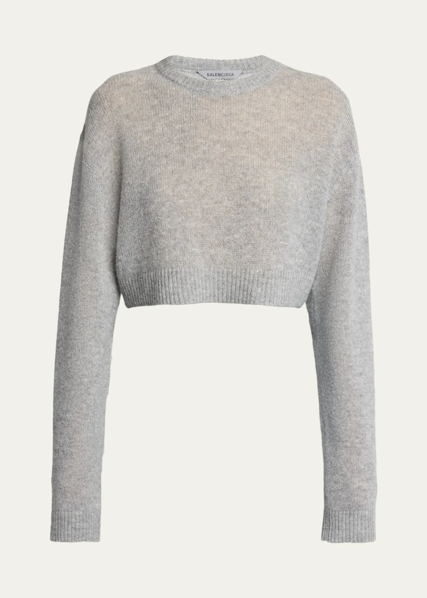 BalenciagaCashmere Open-Knit Crop Sweater