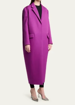 BalenciagaChunky Wool Gabardine Long Sack Coat