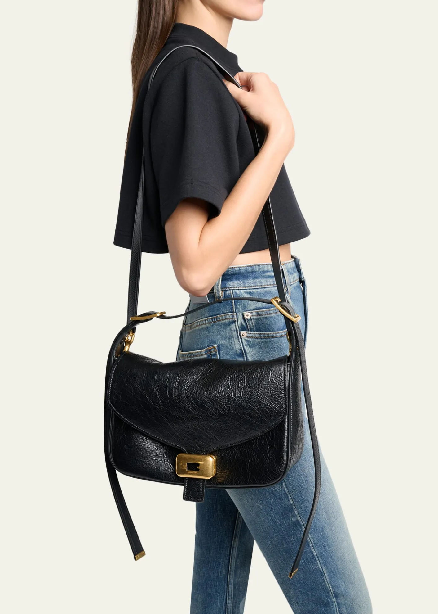 BalenciagaClicca B-Buckle Leather Shoulder Bag