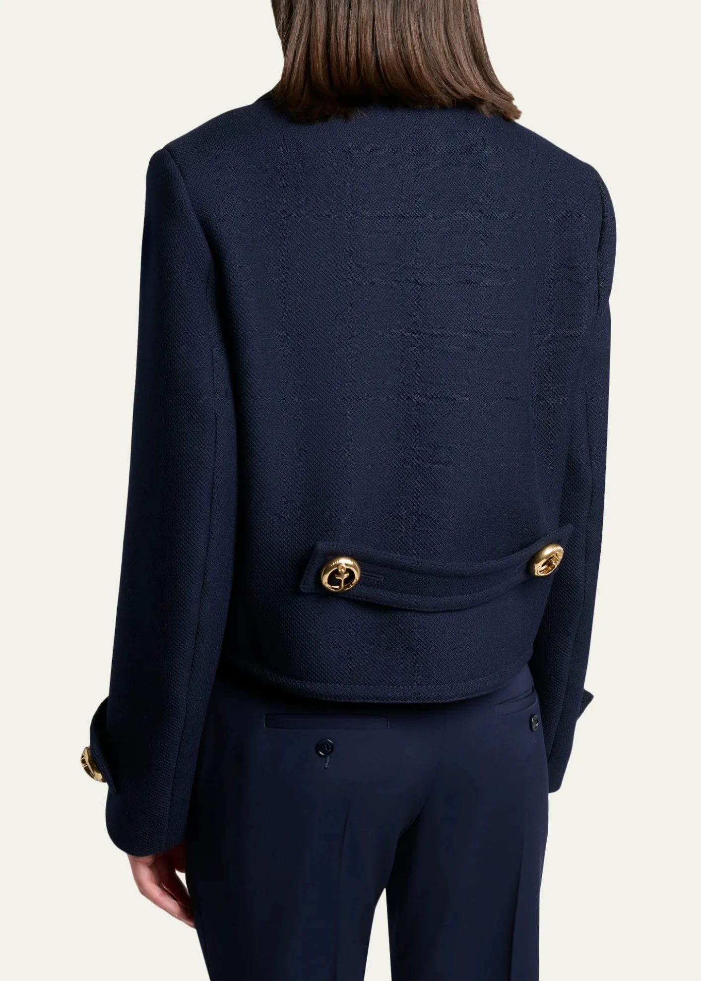 BalenciagaDouble-Breasted Textured Wool Short Peacoat