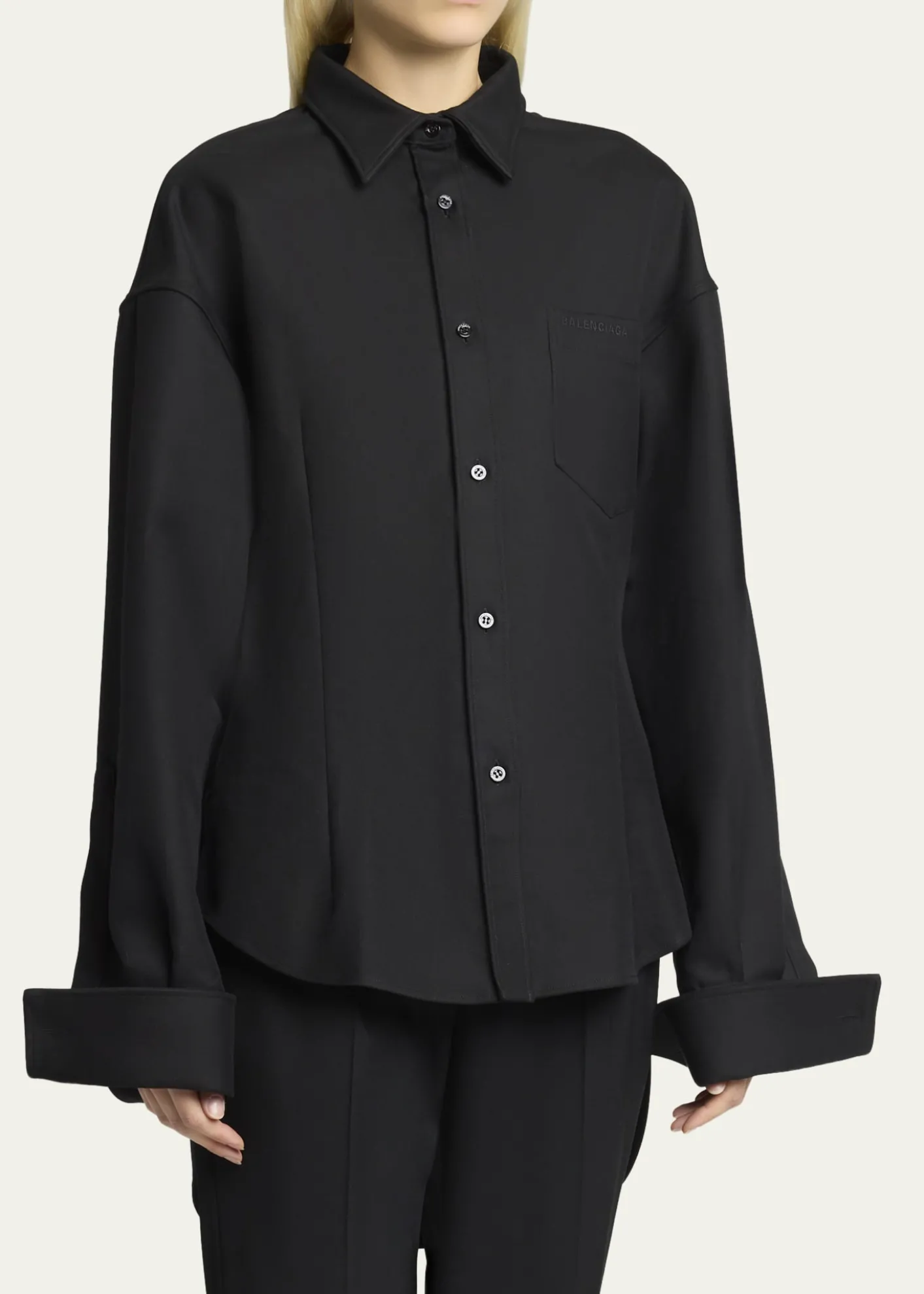 BalenciagaDouble Cotton Twill Cocoon Collared Shirt