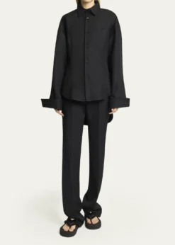 BalenciagaDouble Cotton Twill Cocoon Collared Shirt