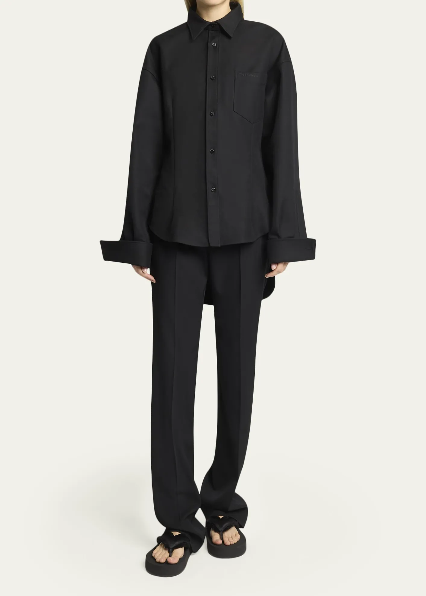 BalenciagaDouble Cotton Twill Cocoon Collared Shirt