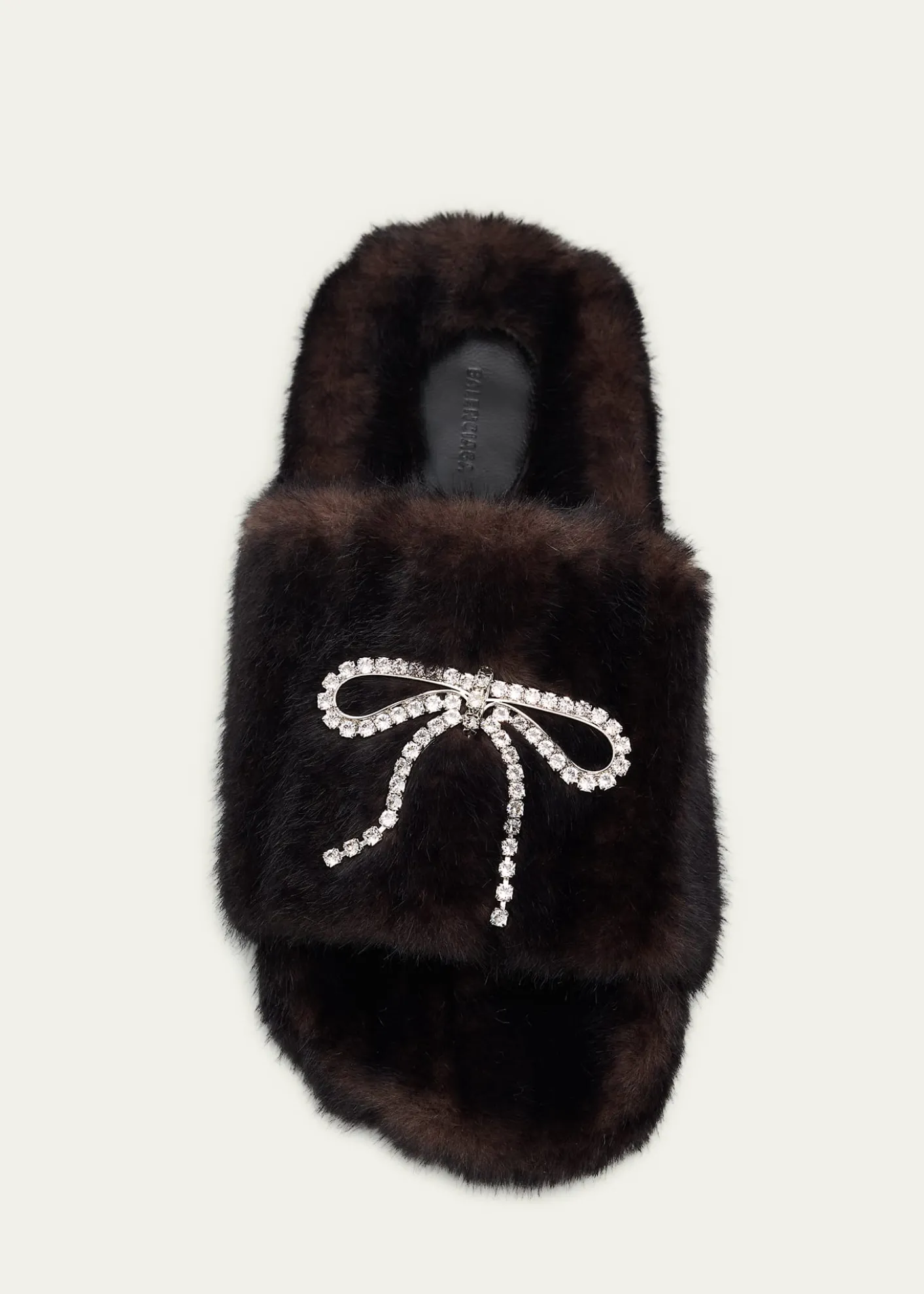 BalenciagaEmbellished Bow Faux Fur Slide Sandals