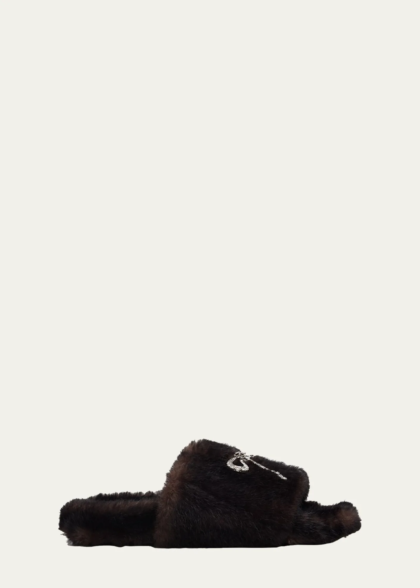 BalenciagaEmbellished Bow Faux Fur Slide Sandals