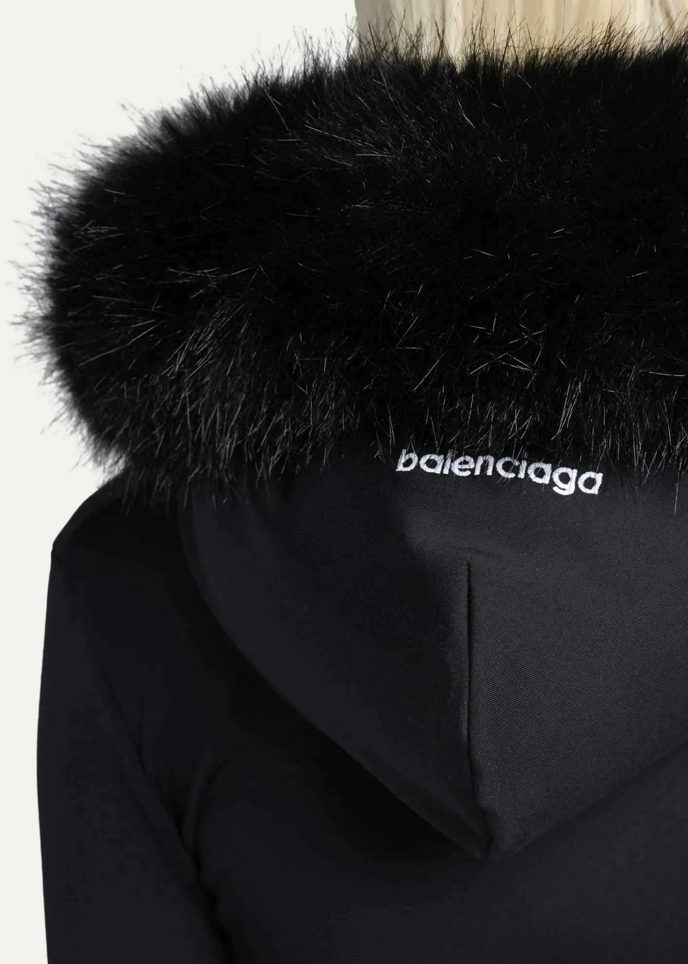 BalenciagaFluffy Zip-Up Hoodie with Faux Fur