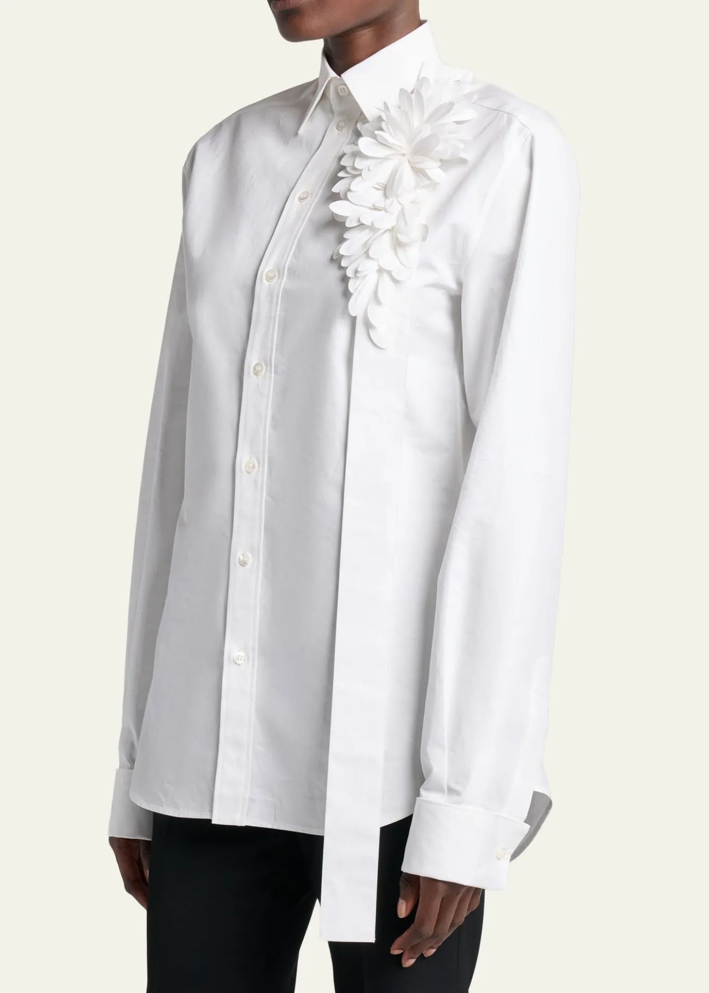BalenciagaGarden Flower Cotton Poplin Button-Down Shirt