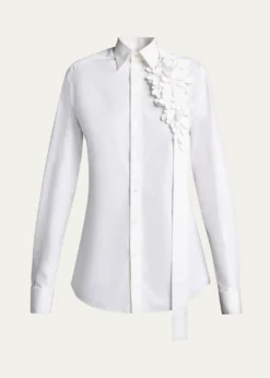 BalenciagaGarden Flower Cotton Poplin Button-Down Shirt