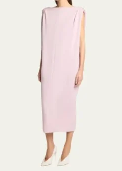 BalenciagaGathered-Shoulder High-Neck Midi Sack Dress