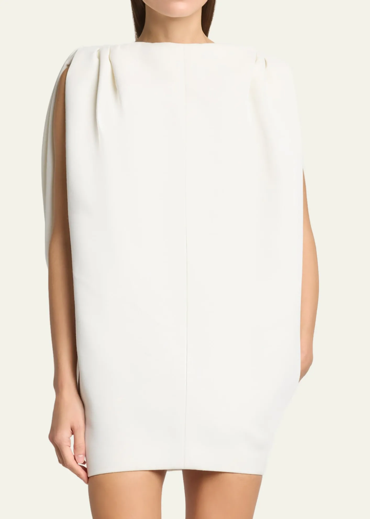 BalenciagaGathered-Shoulder High-Neck Mini Sack Dress