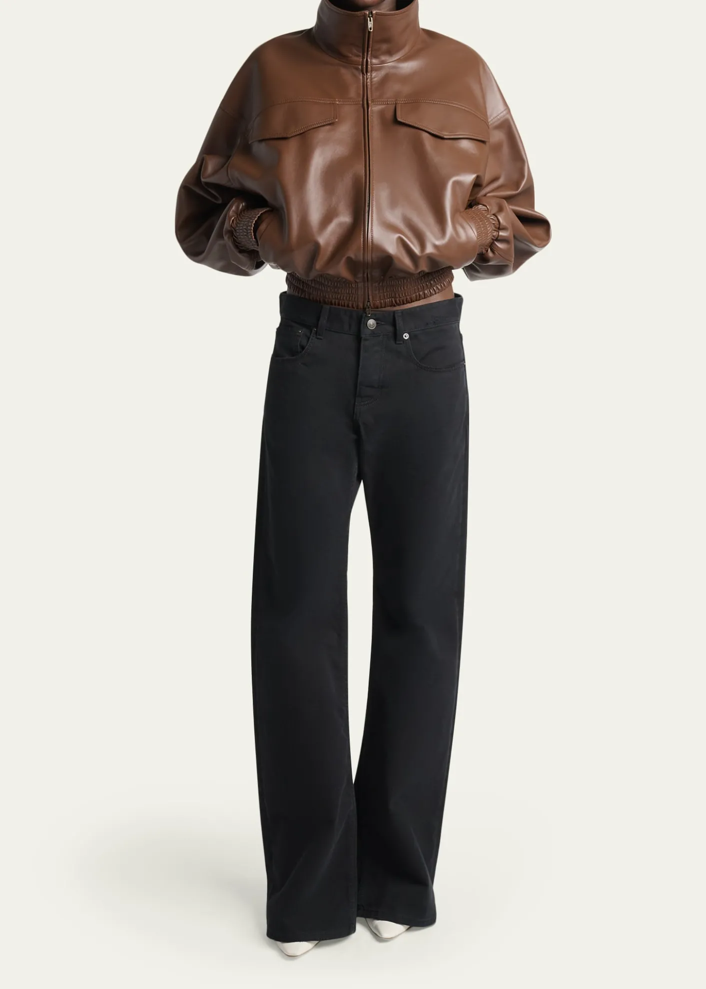 BalenciagaHigh-Collar Leather Blouson Jacket