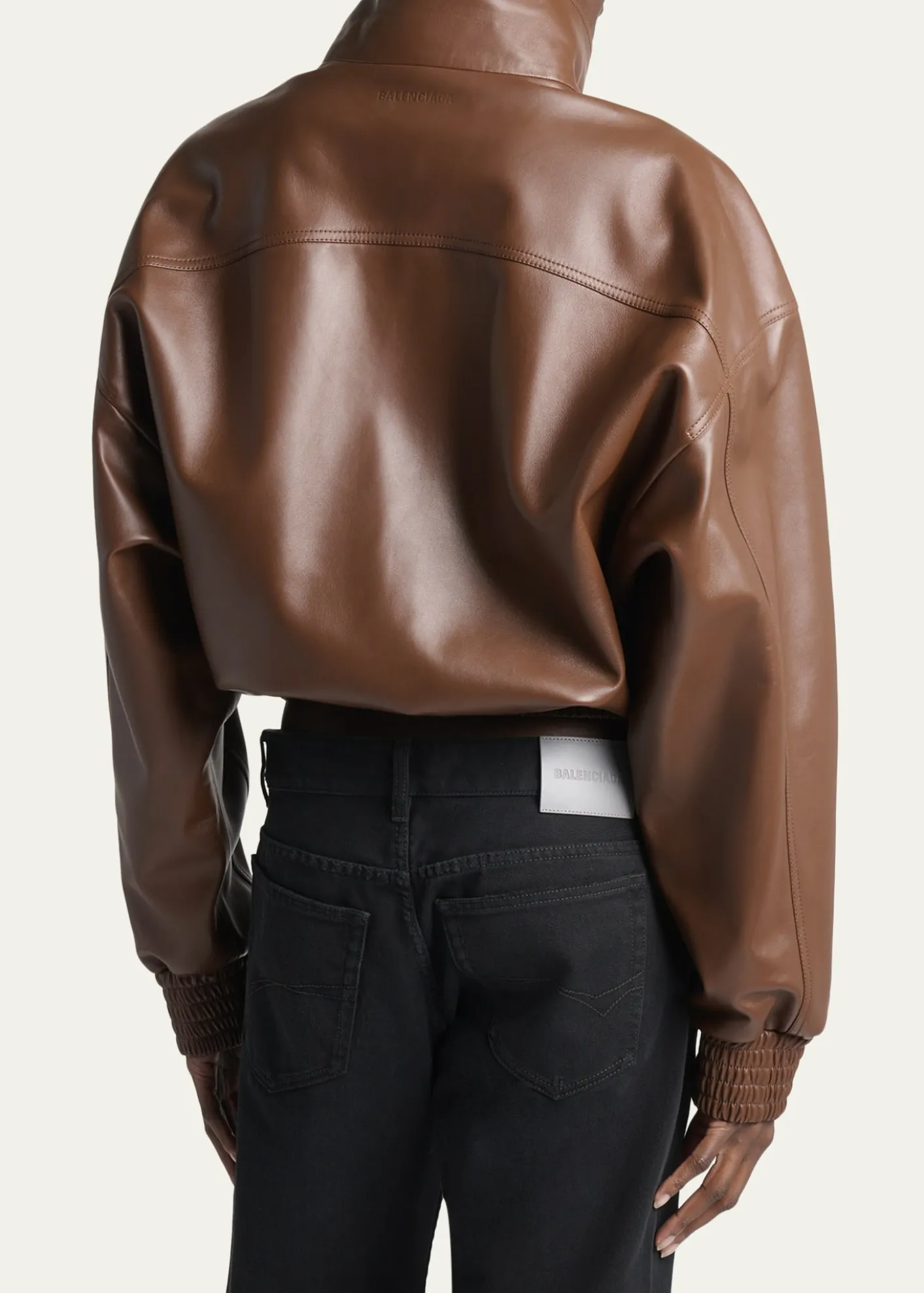 BalenciagaHigh-Collar Leather Blouson Jacket