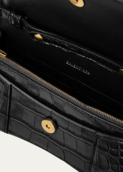 BalenciagaHourglass Shiny Mock-Croc Chain Wallet