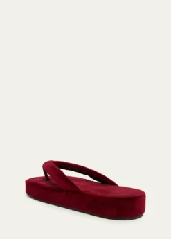 BalenciagaJet Lag Stretch Velvet Platform Thong Sandals