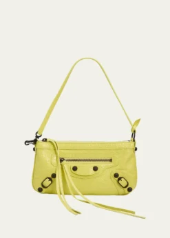 BalenciagaLe City Crinkled Leather Pouch Shoulder Bag