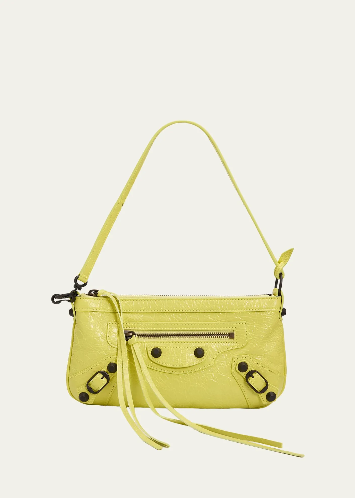 BalenciagaLe City Crinkled Leather Pouch Shoulder Bag