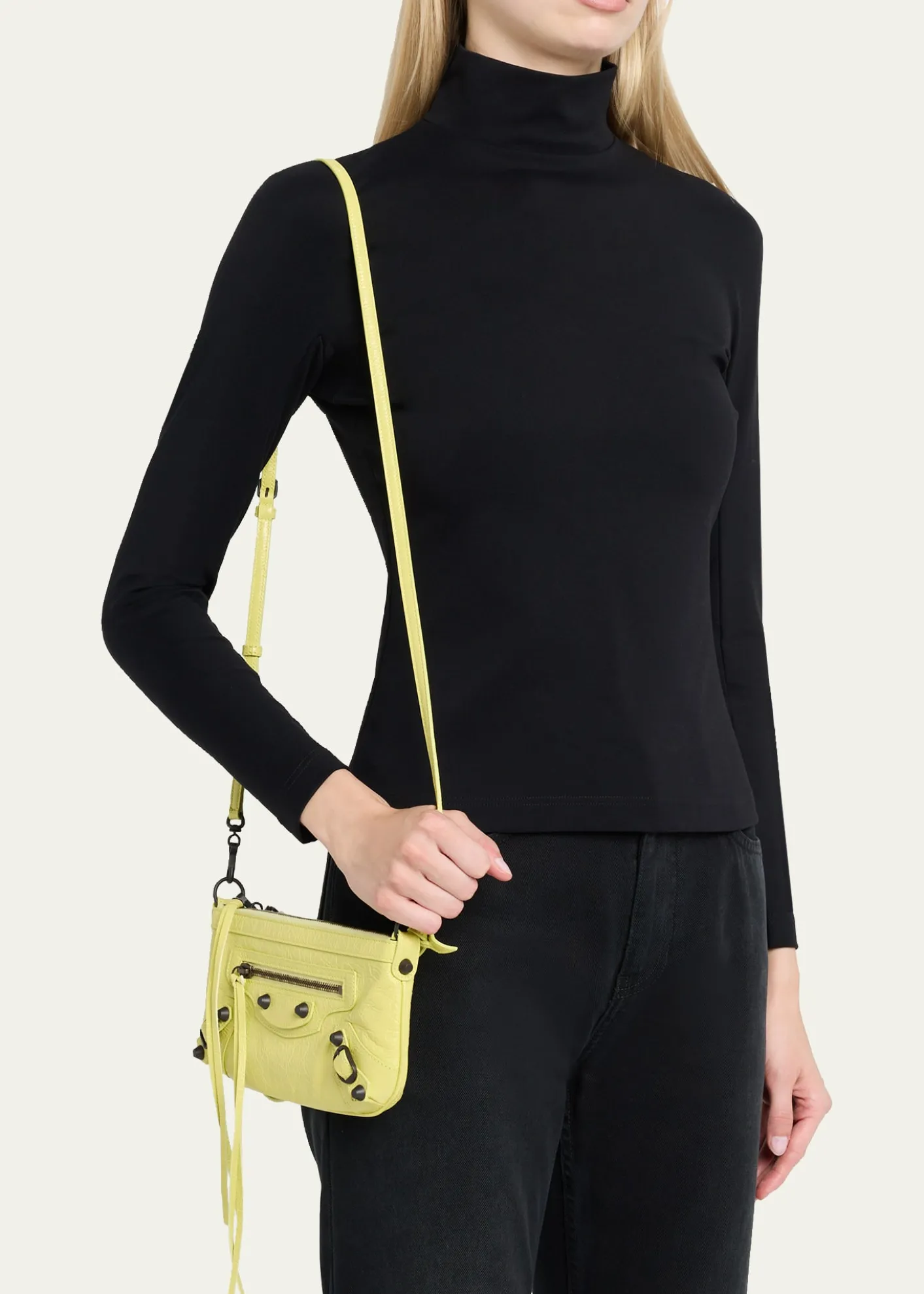 BalenciagaLe City Crinkled Leather Pouch Shoulder Bag