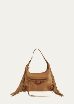 BalenciagaLe City Medium Fringed Suede Hobo Bag