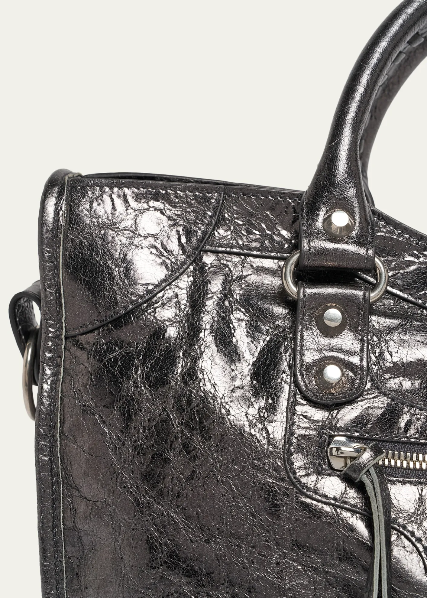 BalenciagaLe City Medium Metallic Leather Tote Bag