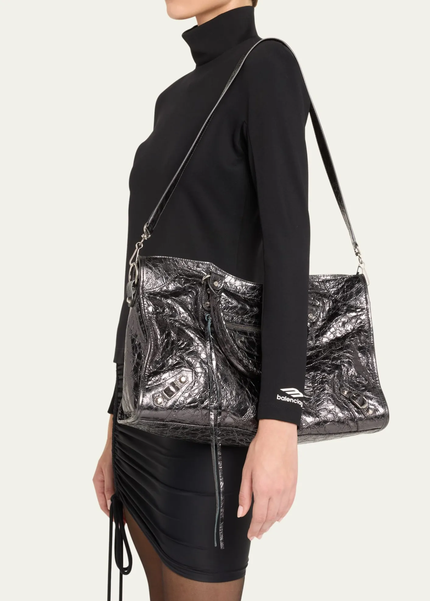 BalenciagaLe City Medium Metallic Leather Top-Handle Bag