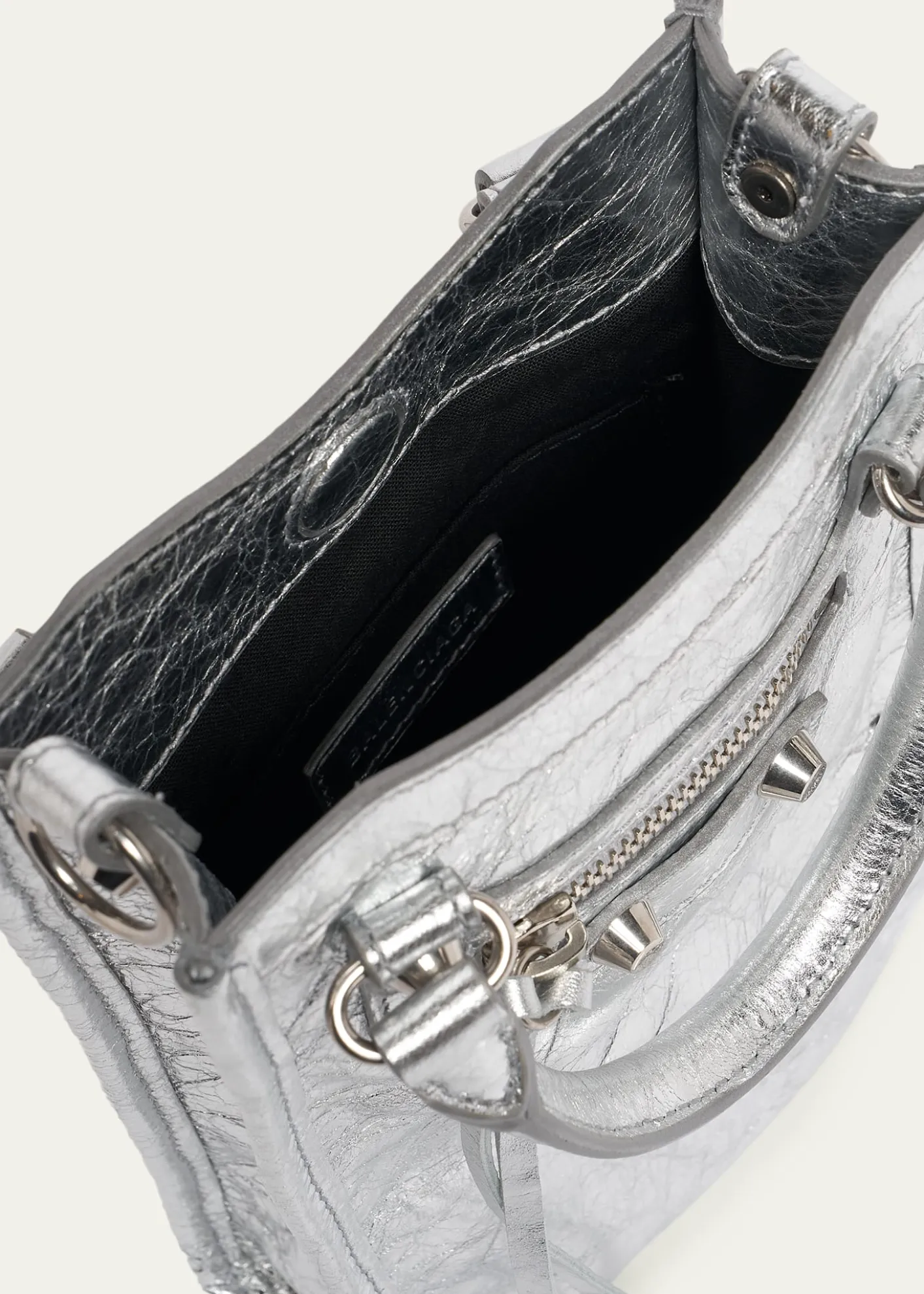 BalenciagaLe City Metallic Leather Tote Phone Holder