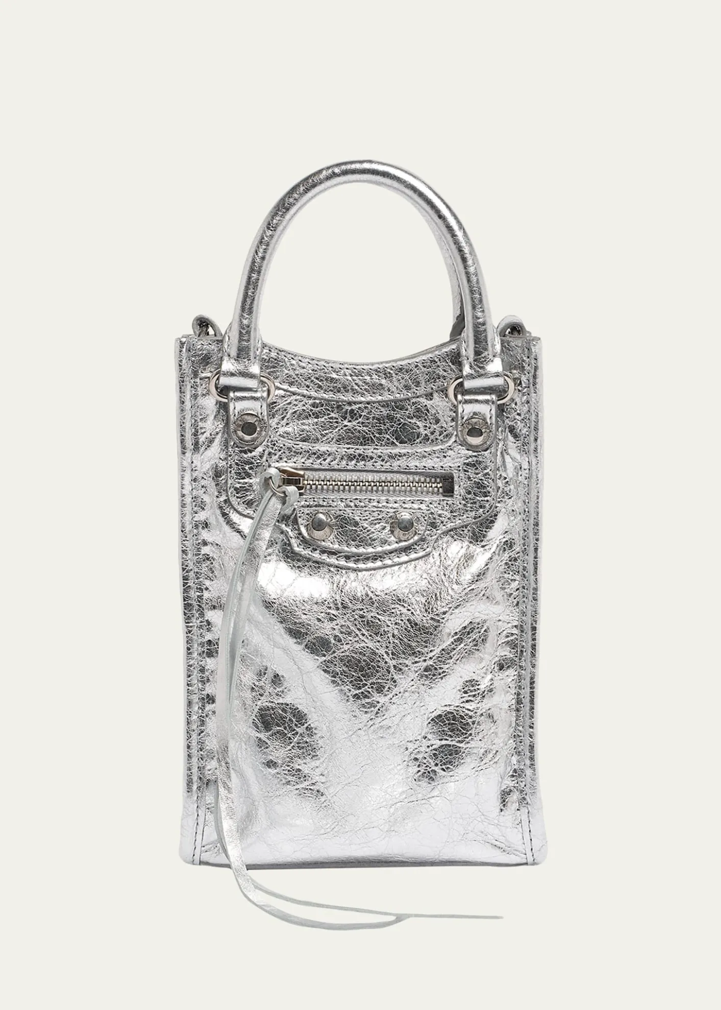 BalenciagaLe City Metallic Leather Tote Phone Holder
