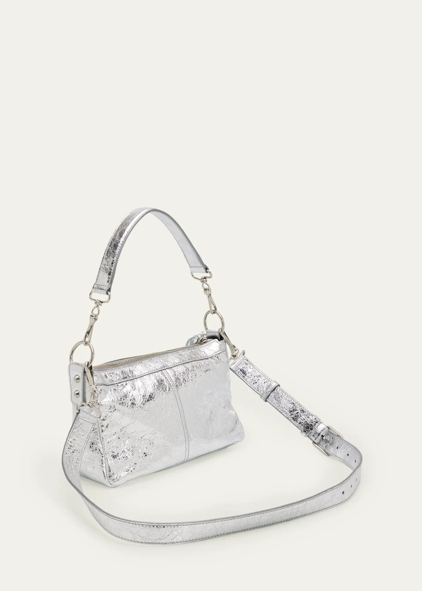 BalenciagaLe City Mini Metallic Leather Moto Shoulder Bag