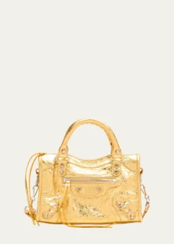 BalenciagaLe City Mini Metallic Leather Top-Handle Bag