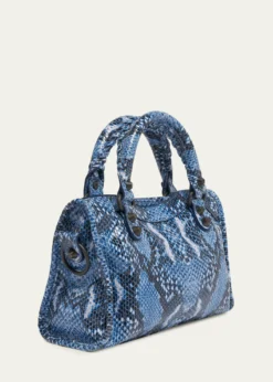 BalenciagaLe City Mini Python-Embossed Leather Top-Handle Bag