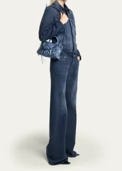 BalenciagaLe City Mini Python-Embossed Leather Top-Handle Bag