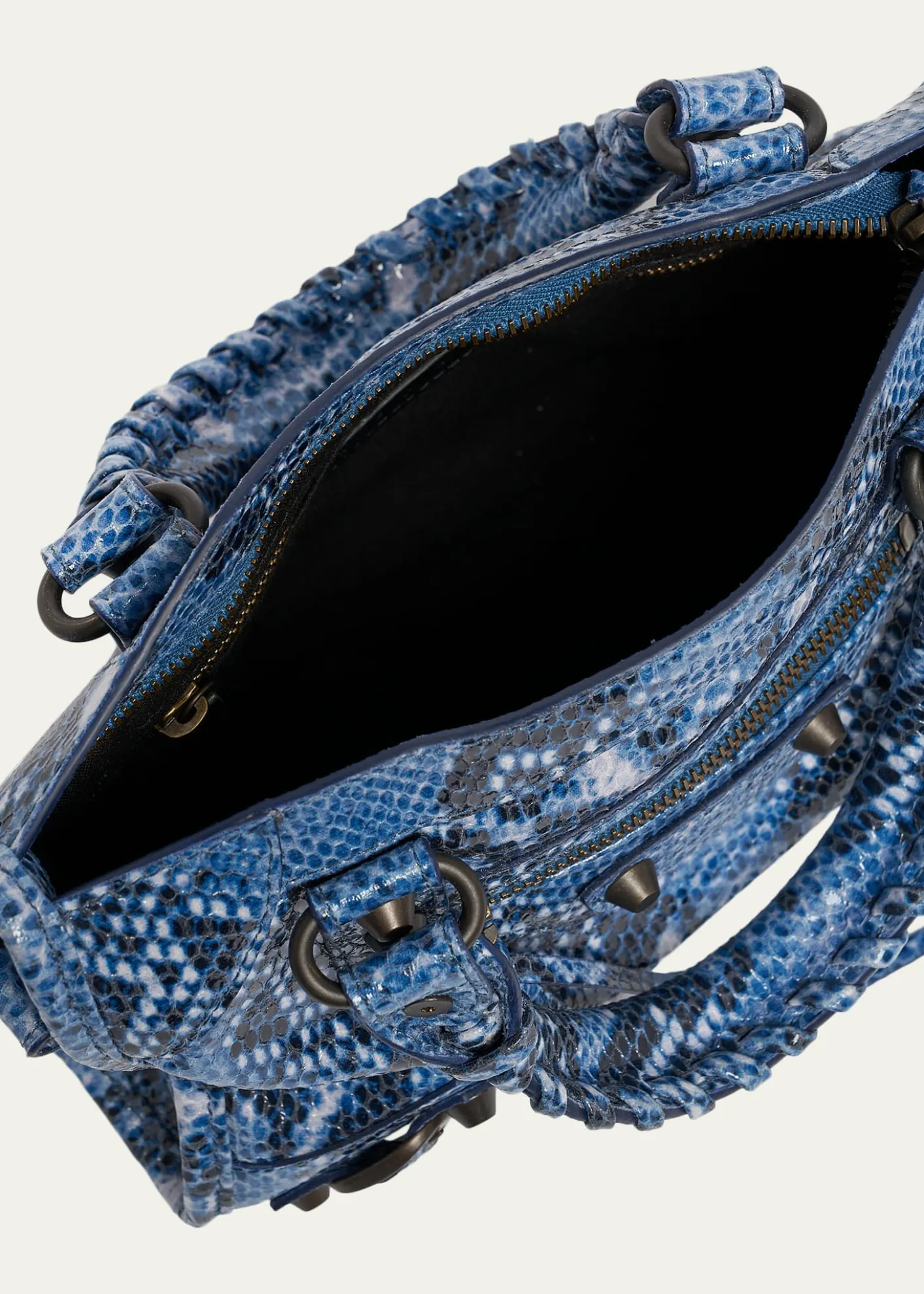 BalenciagaLe City Mini Python-Embossed Leather Top-Handle Bag