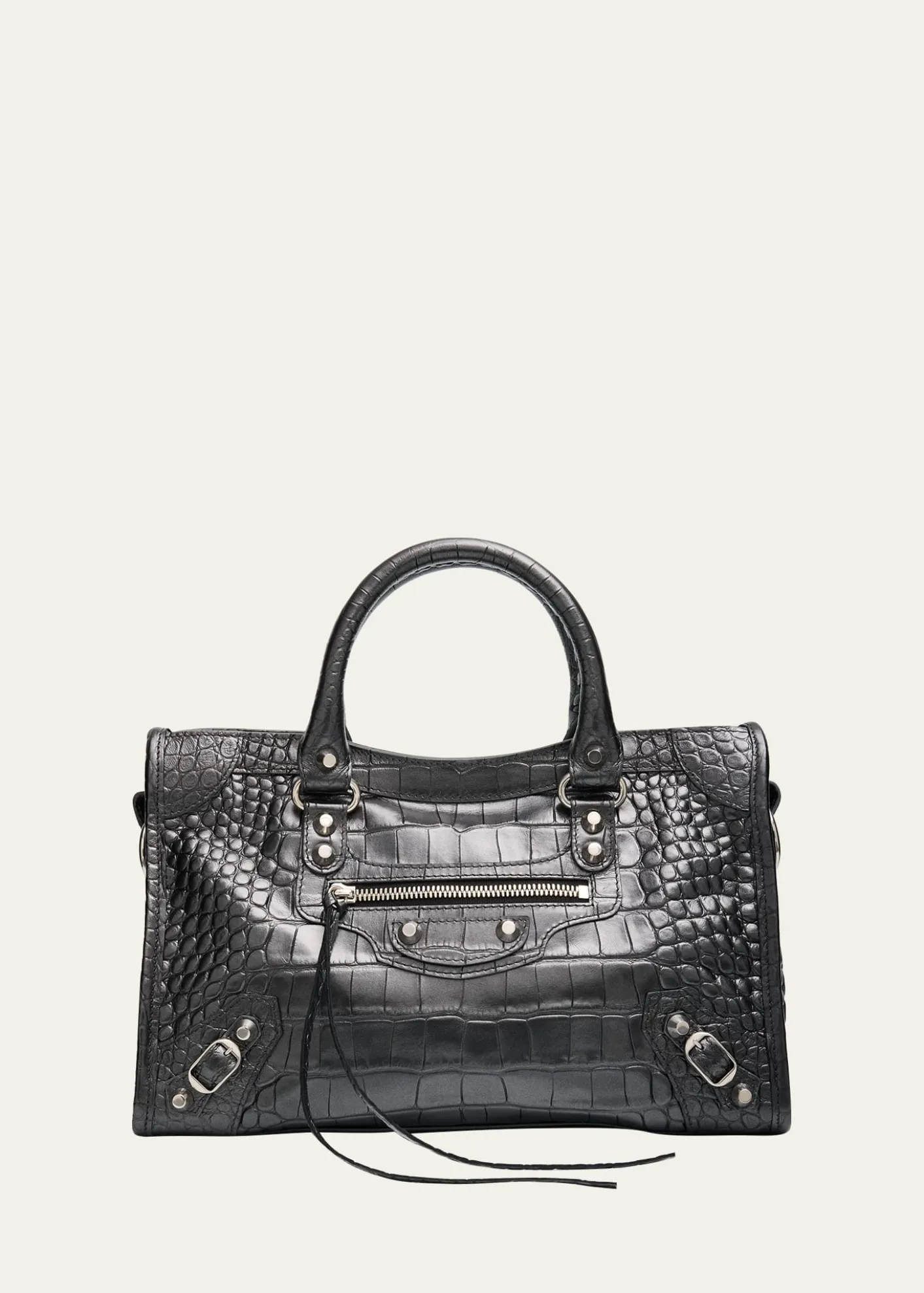 BalenciagaLe City Small Croc-Embossed Leather Top-Handle Bag