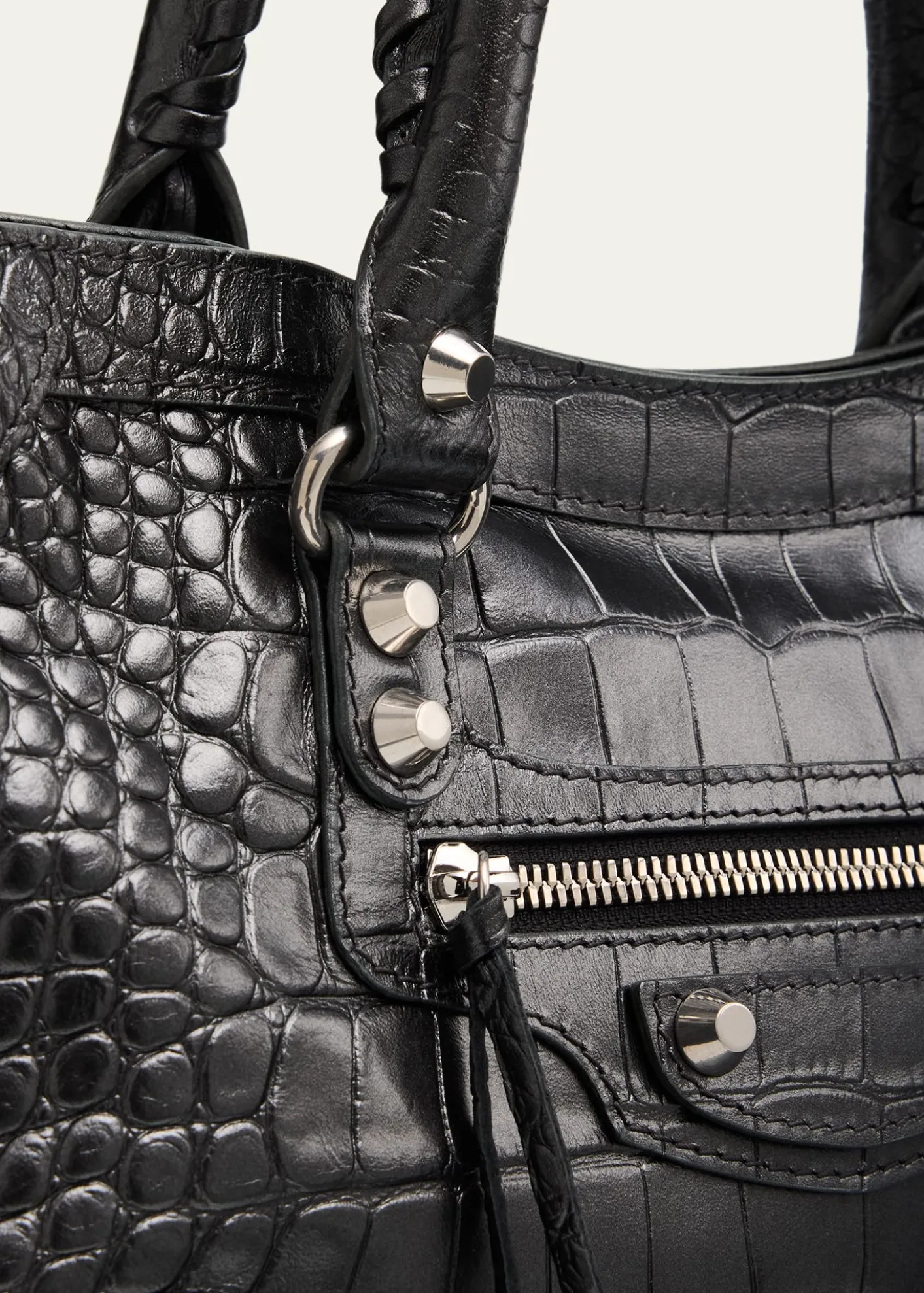 BalenciagaLe City Small Croc-Embossed Leather Top-Handle Bag