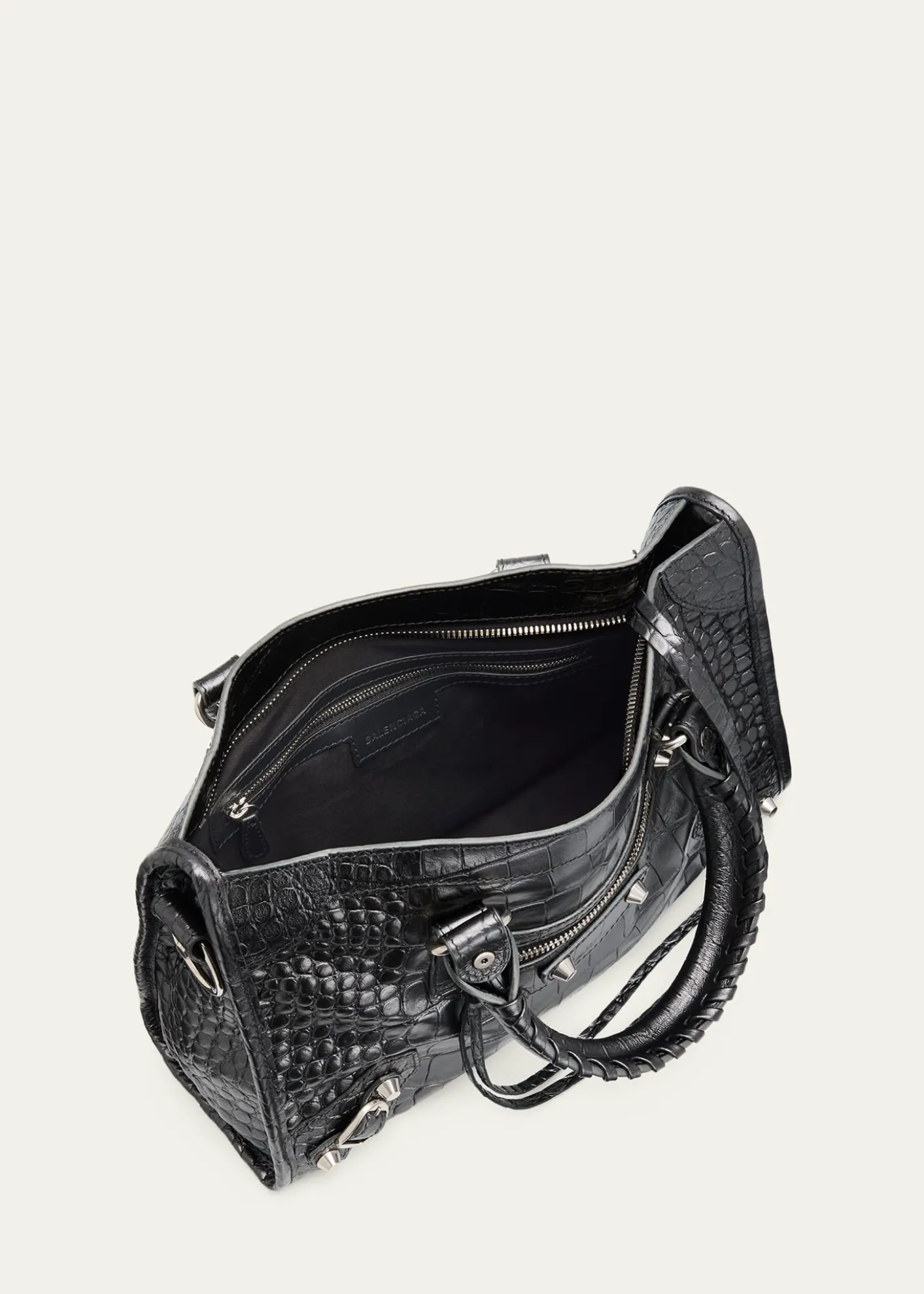 BalenciagaLe City Small Croc-Embossed Leather Top-Handle Bag